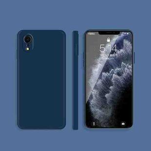 For iPhone XR Solid Color Imitation Liquid Silicone Straight Edge Dropproof Full Coverage Protective Case(Blue)