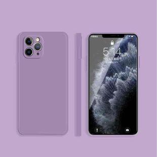 For iPhone 11 Pro Solid Color Imitation Liquid Silicone Straight Edge Dropproof Full Coverage Protective Case (Purple)
