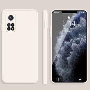 For Xiaomi Redmi K30S Solid Color Imitation Liquid Silicone Straight Edge Dropproof Full Coverage Protective Case(White)