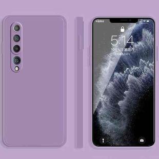 For Xiaomi Mi 10 Solid Color Imitation Liquid Silicone Straight Edge Dropproof Full Coverage Protective Case(Purple)