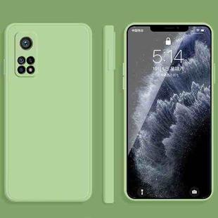 For Xiaomi Mi 10T Solid Color Imitation Liquid Silicone Straight Edge Dropproof Full Coverage Protective Case(Matcha Green)