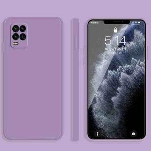 For Xiaomi Mi 10 Youth Solid Color Imitation Liquid Silicone Straight Edge Dropproof Full Coverage Protective Case(Purple)