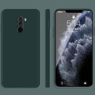 For Xiaomi PocoPhone F1 Solid Color Imitation Liquid Silicone Straight Edge Dropproof Full Coverage Protective Case(Dark Green)