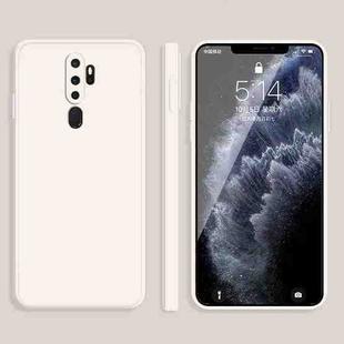 For OPPO A11 / A11X Solid Color Imitation Liquid Silicone Straight Edge Dropproof Full Coverage Protective Case(White)