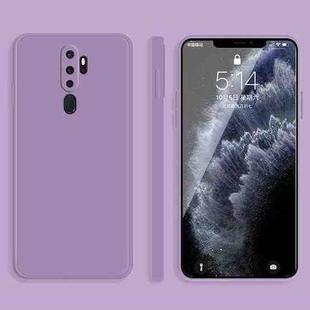 For OPPO A11 / A11X Solid Color Imitation Liquid Silicone Straight Edge Dropproof Full Coverage Protective Case(Purple)