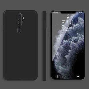 For OPPO A11 / A11X Solid Color Imitation Liquid Silicone Straight Edge Dropproof Full Coverage Protective Case(Black)