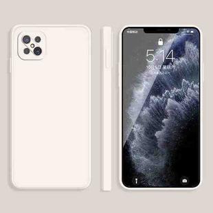 For OPPO A92s Solid Color Imitation Liquid Silicone Straight Edge Dropproof Full Coverage Protective Case(White)