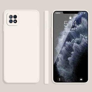For OPPO A72 Solid Color Imitation Liquid Silicone Straight Edge Dropproof Full Coverage Protective Case(White)