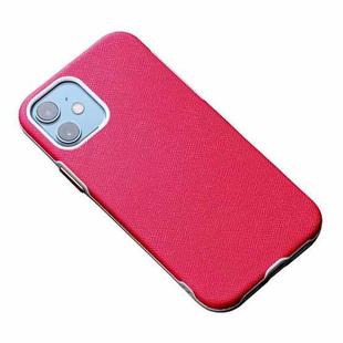 For iPhone 12 mini Business Cross Texture PC Protective Case (Rose Red)