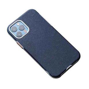 For iPhone 12 / 12 Pro Business Cross Texture PC Protective Case(Dark Blue)