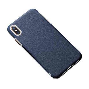 For iPhone X / XS Business Cross Texture PC Protective Case(Dark Blue)