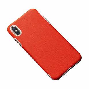 For iPhone X / XS Business Cross Texture PC Protective Case(Orange Red)