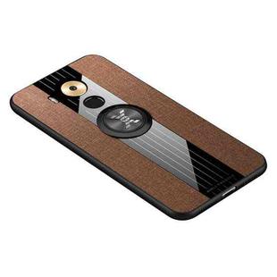 For Huawei Mate 8 XINLI Stitching Cloth Textue Shockproof TPU Protective Case with Ring Holder(Brown)