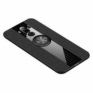 For Huawei Mate 9 XINLI Stitching Cloth Textue Shockproof TPU Protective Case with Ring Holder(Black)
