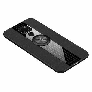 For Huawei Mate 20 XINLI Stitching Cloth Textue Shockproof TPU Protective Case with Ring Holder(Black)