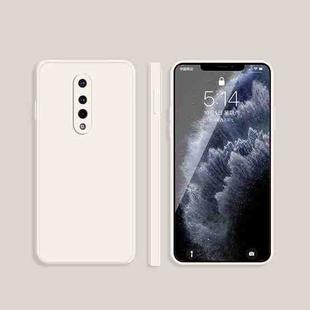 For OnePlus 8 Solid Color Imitation Liquid Silicone Straight Edge Dropproof Full Coverage Protective Case(White)