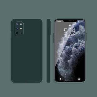 For OnePlus 8T Solid Color Imitation Liquid Silicone Straight Edge Dropproof Full Coverage Protective Case(Dark Green)