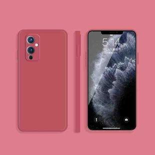 For OnePlus 9 Solid Color Imitation Liquid Silicone Straight Edge Dropproof Full Coverage Protective Case(Red)