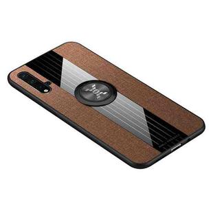 For Huawei nova 5 XINLI Stitching Cloth Textue Shockproof TPU Protective Case with Ring Holder(Brown)
