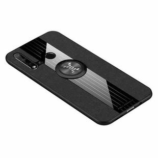 For Huawei nova 5i XINLI Stitching Cloth Textue Shockproof TPU Protective Case with Ring Holder(Black)