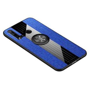 For Huawei nova 5i XINLI Stitching Cloth Textue Shockproof TPU Protective Case with Ring Holder(Blue)