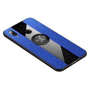 For Huawei P20 lite XINLI Stitching Cloth Textue Shockproof TPU Protective Case with Ring Holder(Blue)