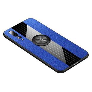 For Huawei P20 Pro XINLI Stitching Cloth Textue Shockproof TPU Protective Case with Ring Holder(Blue)