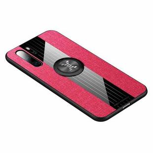 For Huawei P30 Pro XINLI Stitching Cloth Textue Shockproof TPU Protective Case with Ring Holder(Red)