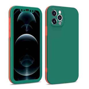 For iPhone 12 Pro Dual-color 360 Degrees Full Coverage Protective PC + TPU Shockproof Case(Deep Green)