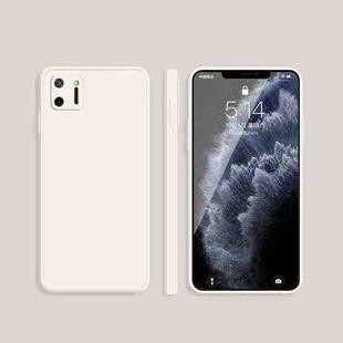 For OPPO Realme C11 Solid Color Imitation Liquid Silicone Straight Edge Dropproof Full Coverage Protective Case(White)