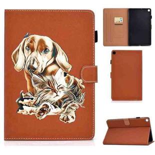 For Samsung Galaxy Tab A7 Lite 8.7 (2021) T220 Pure Color Painting Horizontal Flip Leather Case with Card Slots & Holder & Lanyard(Dog)