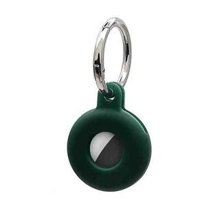 Hollow Anti-scratch Silicone Shockproof Protective Cover Case with Keychain Hook Loop For AirTag(Deep Green)