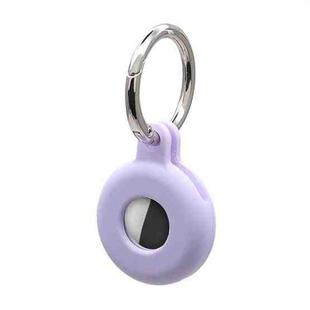 Hollow Anti-scratch Silicone Shockproof Protective Cover Case with Keychain Hook Loop For AirTag(Purple)