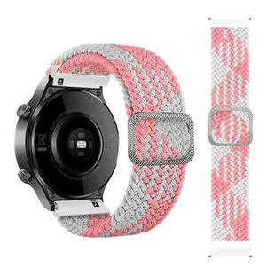 For Huami Amazfit Bip U Pro Adjustable Nylon Braided Elasticity Watch Band(Pink White)