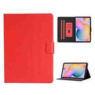 For Samsung Galaxy Tab A7 Lite 8.7 (2021) T220 Pure Color Horizontal Flip Leather Case with Card Slots & Holder & Lanyard(Red)