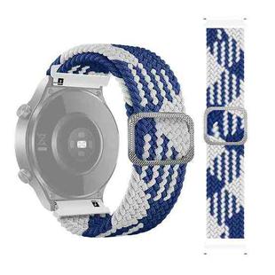 For Samsung Galaxy Watch Active Adjustable Nylon Braided Elasticity Watch Band(Blue White)