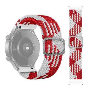 For Samsung Galaxy Watch Active2 44mm Adjustable Nylon Braided Elasticity Watch Band(Red White)