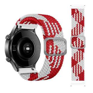 For Samsung Galaxy Watch 46mm Adjustable Nylon Braided Elasticity Watch Band(Red White)