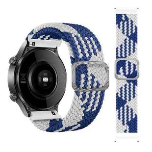 For Samsung Galaxy Watch 46mm Adjustable Nylon Braided Elasticity Watch Band(Blue White)