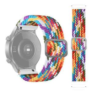 For Samsung Galaxy Watch 3 41mm Adjustable Nylon Braided Elasticity Watch Band(Rainbow)