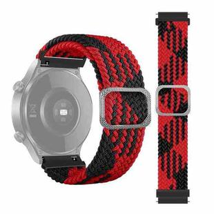 For Samsung Galaxy Watch 3 45mm Adjustable Nylon Braided Elasticity Watch Band(Red Black)