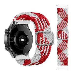 20mm Universal Adjustable Nylon Braided Elasticity Watch Band(Red White)