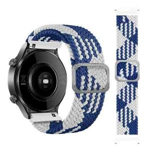 20mm Universal Adjustable Nylon Braided Elasticity Watch Band(Blue White)