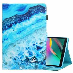 For Samsung Galaxy Tab A7 Lite 8.7 (2021) T220 Coloured Drawing Stitching Horizontal Flip Leather Case with Holder & Card Slot(Blue Marble)