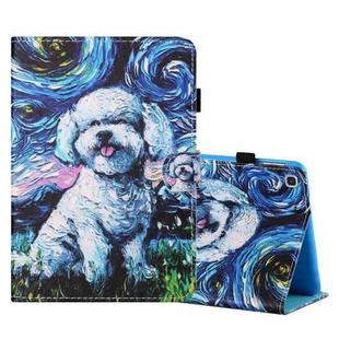For Samsung Galaxy Tab A7 Lite 8.7 (2021) T220 Coloured Drawing Stitching Horizontal Flip Leather Case with Holder & Card Slot(Oil Painting Dog)