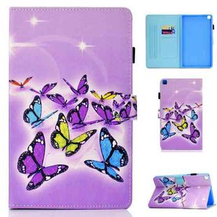 For Samsung Galaxy Tab A7 Lite 8.7 (2021) T220 Coloured Drawing Stitching Horizontal Flip Leather Case with Holder & Card Slot(Butterflies)