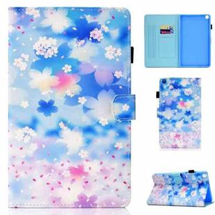 For Samsung Galaxy Tab A7 Lite 8.7 (2021) T220 Coloured Drawing Stitching Horizontal Flip Leather Case with Holder & Card Slot(Petal Rain)