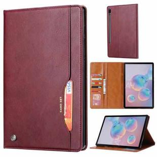 For Samsung Galaxy Tab S7 FE/S7 Lite/T730/T735/T736B Knead Skin Texture Horizontal Flip Leather Case with Photo Frame & Holder & Card Slots & Wallet(Wine Red)