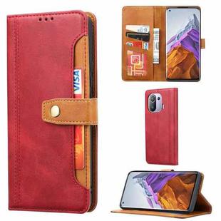 For Xiaomi Mi 11 Pro Calf Texture Double Fold Clasp Horizontal Flip Leather Case with Photo Frame & Holder & Card Slots & Wallet(Red)