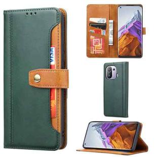 For Xiaomi Mi 11 Pro Calf Texture Double Fold Clasp Horizontal Flip Leather Case with Photo Frame & Holder & Card Slots & Wallet(Green)